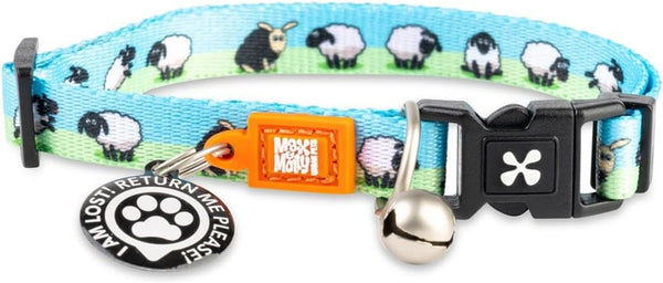 Max & Molly Urban Pets Zgardă pentru pisici distractivă și strălucitoare cu clopoțel, cataramă de siguranță, pisici/pisoi, design fantezist cu oi (189021)