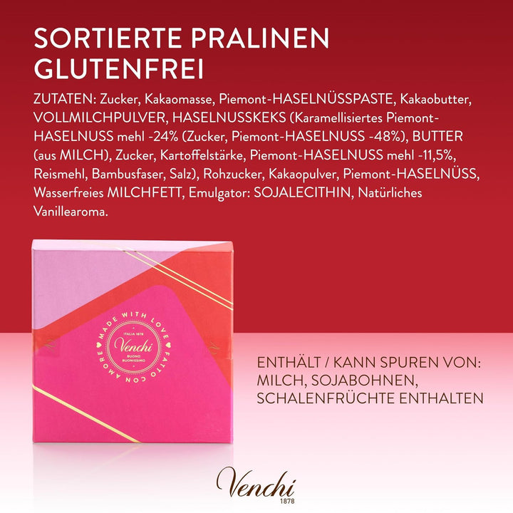 Venchi – Geschenkkoffer Mit 9 Pralinen Baciodidama Und Veganem Chocoviar Gianduia, Glutenfrei, Valentinstagskollektion, 158 G, Geschenkidee