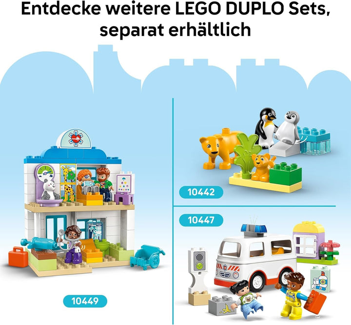 Set LEGO DUPLO Town Wild Animal Families 3-in-1, jucărie educativă pentru copii mici cu țestoase, tigri, elefanți, căprioare, panda, set pentru preșcolari de la 2 ani, jucărie de construit cu figuri de animale 10446