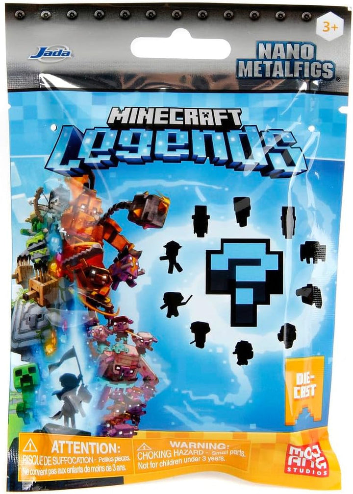 Jada Toys - Minecraft Blind Pack Nanofigs, Wave 2, Minecraft Legends Nano Metal Collectible Figure, Diverse modele, 4 Cm, Vârsta 3+, Negru