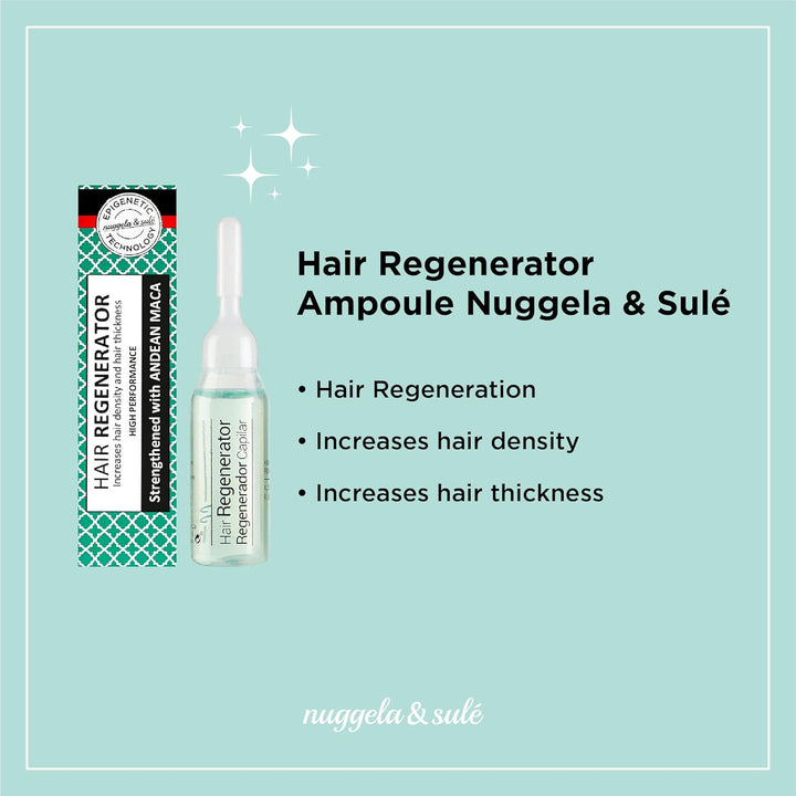 Nuggela & Sulé Haar-Regenerator Ampullen. Effektive Behandlung. Mit Anden-Maca Und Marinem Glykogen. Erhöht Haardichte Und -Stärke. Besonders Für Lichte Haarpartien Geeignet. 4-Wochen-Kur. 4 X 10 Ml