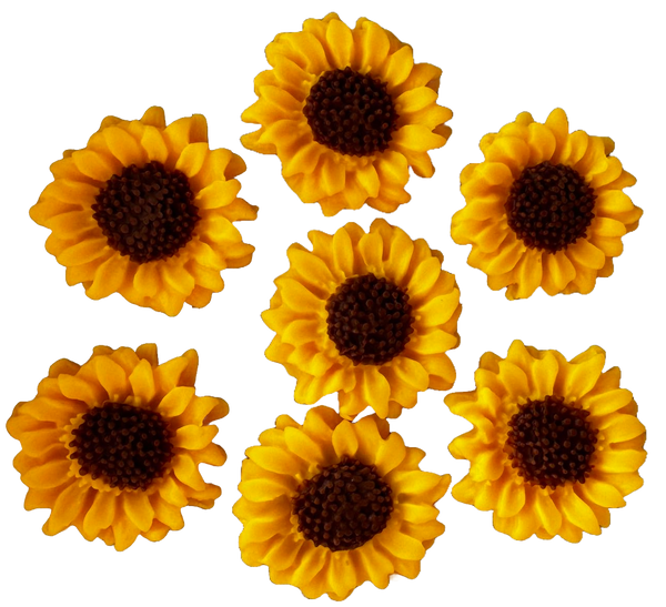 Lot de 7 décorations comestibles en pâte à sucre, Tournesol