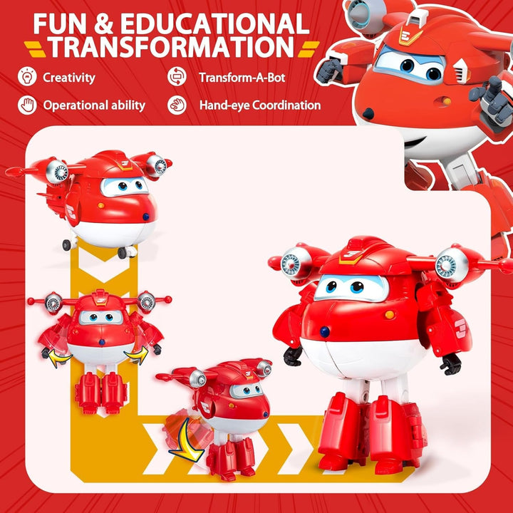 Auldey EU740283 Super Wings Transformer Figura JETT Supercharge 12 Cm, Colorat