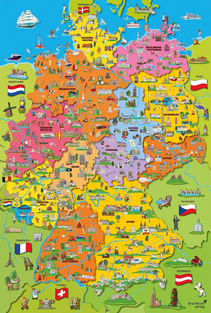 Harta Germaniei cu imagini (puzzle pentru copii)