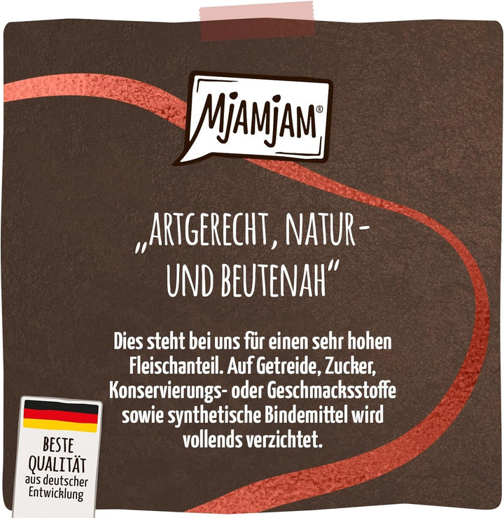 Mjamjam - Hrană umedă premium pentru pisici - Panna Gatto - carne fină de vită cu încoronare nobilă, 12Pack (2X80G), fără cereale