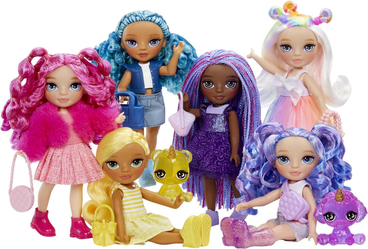 Rainbow High Littles - Opal Raine - păpușă mică, mobilă - păpușă mare de 14 cm în culorile curcubeului cu geantă și unicorn magic - pentru copii și colecționari