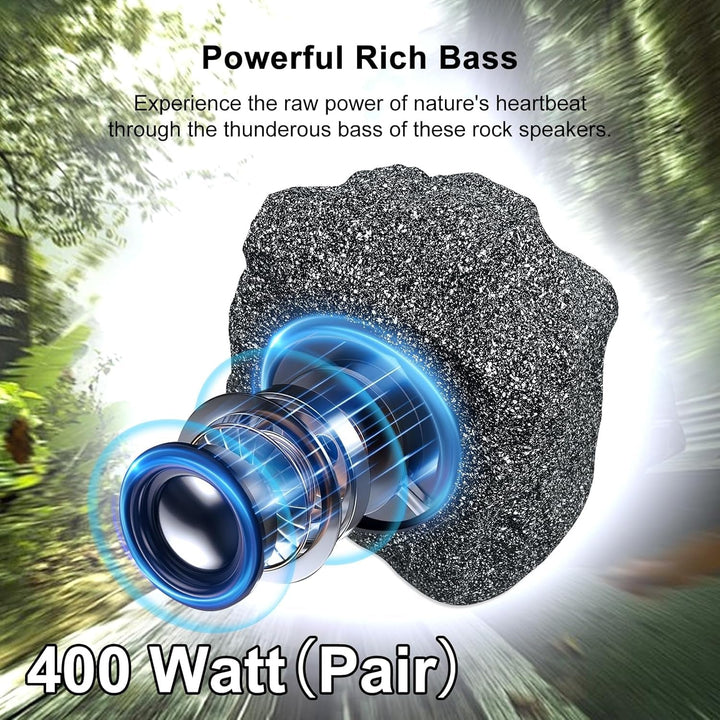 Herdio 6.5" Outdoor Rock Lautsprecher Hardwired 400 Watt, IPX6 Wasserdichtes Design Für Pool, Garten, Deck Und Outdoor Aktivitäten (Paar)