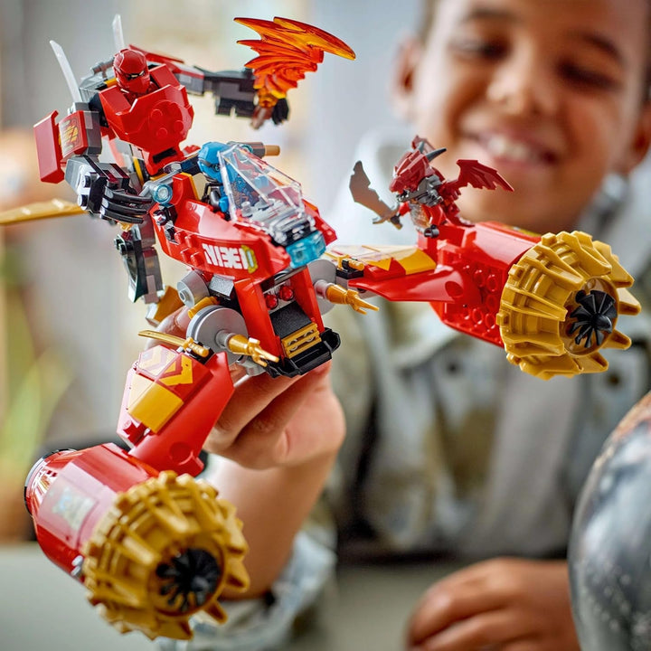 LEGO NINJAGO Kai's Storm Rider Mech - Jucărie motocicletă zburătoare cu 3 minifigurine - Mech cu cap, brațe și picioare mobile - Jucărie de construit - Cadou pentru băieți și fete cu vârsta de 7+ 71830