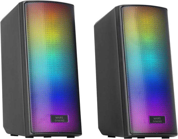 Mars Gaming MSB-ORB, Tragbarer Lautsprecher + Soundbar 20W, Orbilight RGB 360° Beleuchtung, Soundbar Mit Triple-Driver-System, Gaming-Lautsprecher Bluetooth 5.3 / Usb/Microsd/Aux/Fm, Schwarz