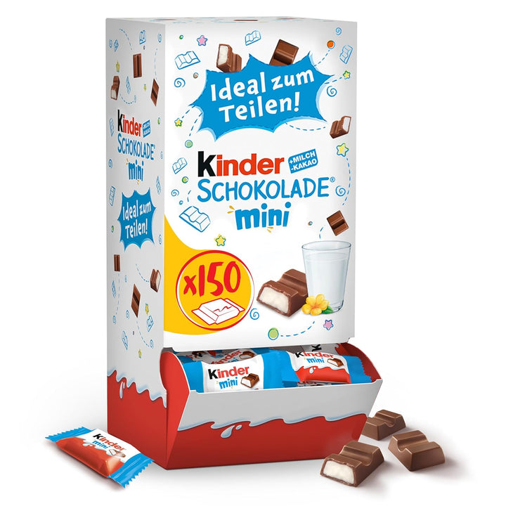 Kinder Schokolade Mini - 150 Einzeln Verpackte Mini Riegel, Geeignet Als Geschenkbox Zum Geburtstag, Hochzeit, Im Büro Oder Zuhause - 900G