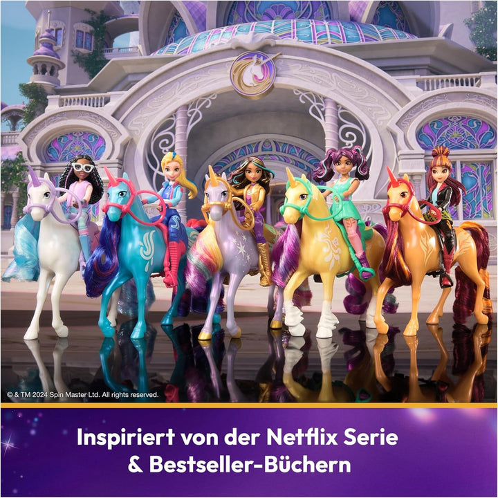 Unicorn Academy AVA și Unicorn Leaf Set - Figurine originale de aproximativ 12 cm înălțime din popularul serial Netflix Cu două accesorii și perii de păr Pentru jocuri de rol imaginative, pentru copii cu vârsta de 4 ani și peste