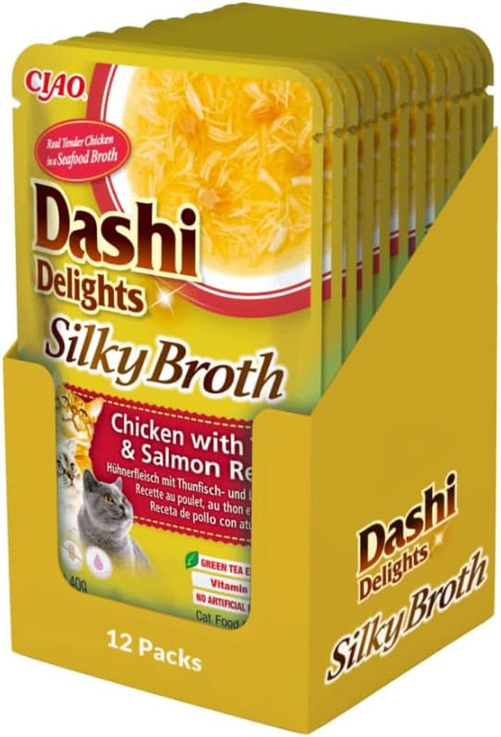 INABA Dashi Delights Hrană umedă pentru pisici 100% pui natural | Fără cereale, fără zahăr, fără arome artificiale, 86% umiditate | Tratamente premium pentru pisici în bulion 70 G (pachet de 6)