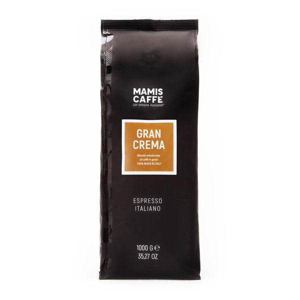 Mamis Caffè Gran Crema (1 Kg) - Ganze Espressobohnen - 100% Arabica-Bohnen - Fruchtiger, Schokoladiger, Leicht Süßer Geschmack - Mittlere Röstung Und Dicker Crema - Angebaut in Brasilien Und Kolumbien