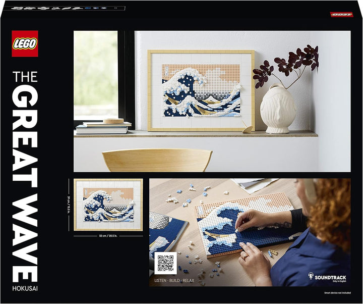 LEGO 31208 Art Hokusai - Marele val, decorațiuni de perete japoneze 3D, set de artizanat, pânză de ocean încadrată, hobby-uri pentru adulți, DYI, decorațiuni pentru casă și birou
