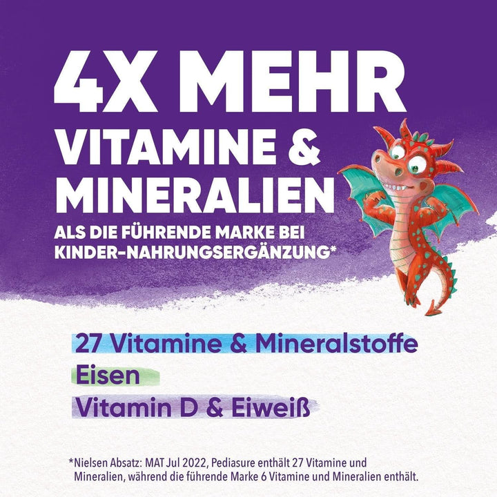 Pediasure Kinder Drachen Power Vanille 400G| Leckerer Nahrungsergänzungsshake Für Kinder Ab 1 Jahr|Mit 27 Vitaminen & Mineralien, Protein Und Triplesure Komplex|Verpackung Kann Variieren