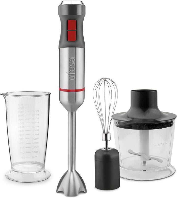 Ufesa Galaxy Max Stabmixer, Leistung 1200 W, 24 Geschwindigkeitsstufen + TURBO, 4 Hocheffiziente Klingen, Ergonomisches Und Spritzwassergeschütztes Design, Zubehör Inklusive, Bpa-Frei