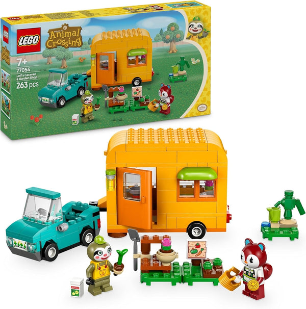 LEGO Animal Crossing Gerd's Caravan & Garden, set pentru jocuri de rol, mașină de jucărie pentru copii, cadou pentru fete și băieți de la 7 ani, jucărie pentru jocuri video cu figurine de animale 77054