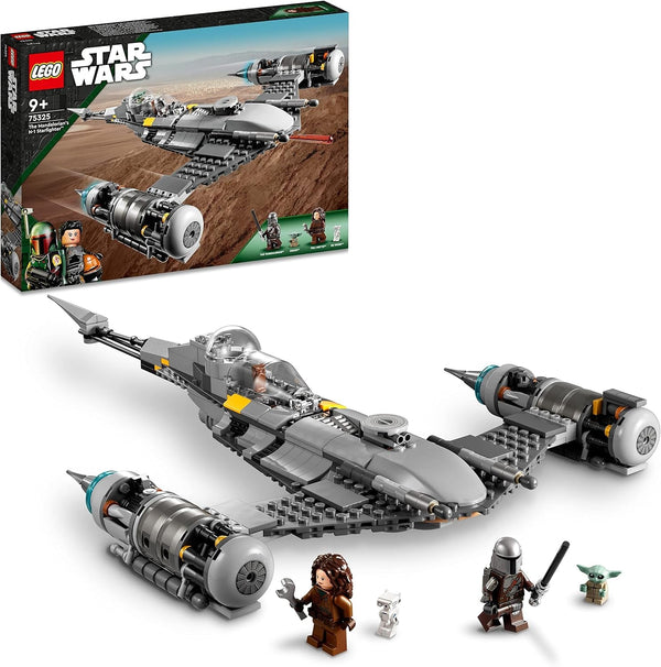 LEGO Star Wars Luptătorul Mandalorian N-1 din Cartea lui Boba Fett, jucărie construibilă cu navă spațială, set de 4 personaje, inclusiv figura Baby Yoda 75325