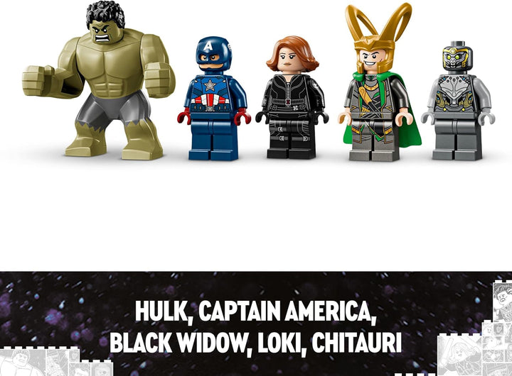 LEGO Marvel Avengers Vs. Leviathan, jucărie de construcție, set cu Hulk și minifigurinele Captain America, Loki, Black Widow și Chitauri, set de joacă Avengers pentru băieți și fete de peste 7 ani 76290