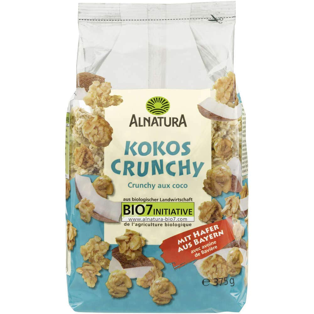 Muesli organic crocant cu nucă de cocos, 375 grame