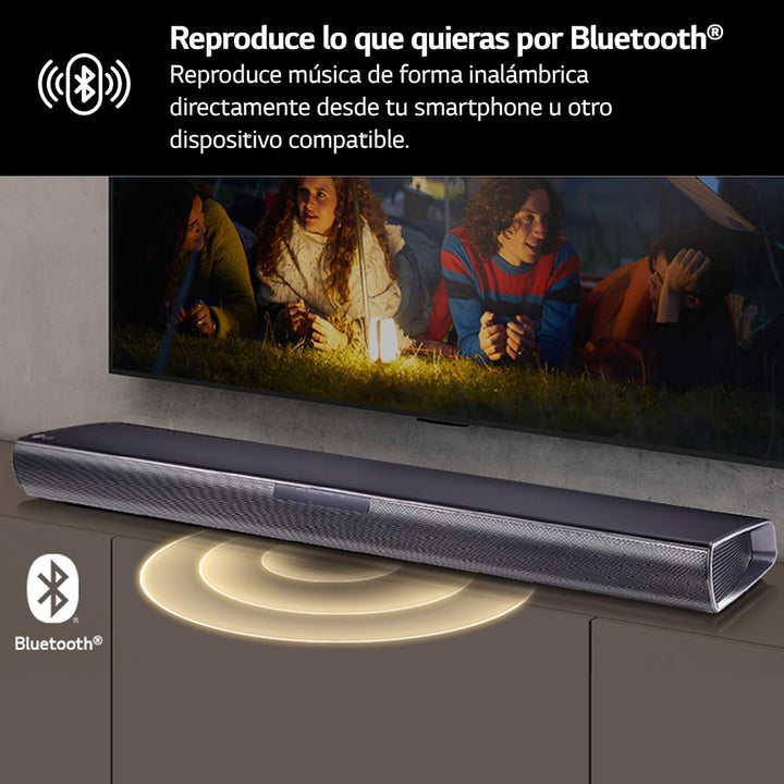 LG SQC4R 4.1 Soundbar (220W) Mit Kabellosem Subwoofer Und Rücklautsprechern (Adaptive Sound Control, Bluetooth), Schwarz