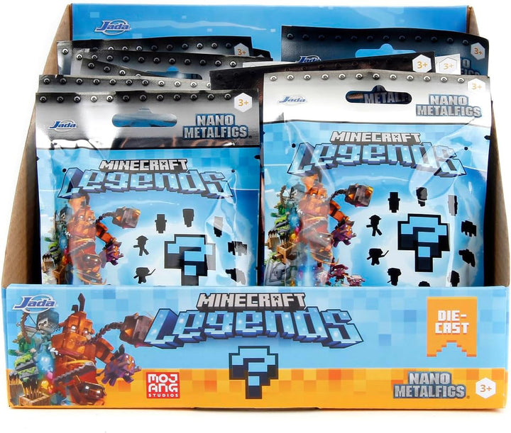 Jada Toys - Minecraft Blind Pack Nanofigs, Wave 2, Minecraft Legends Nano Metal Collectible Figure, Diverse modele, 4 Cm, Vârsta 3+, Negru