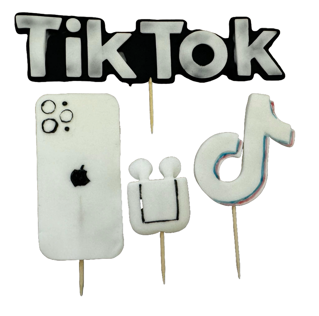 Lot de 4 décorations comestibles en sucre, TikTok