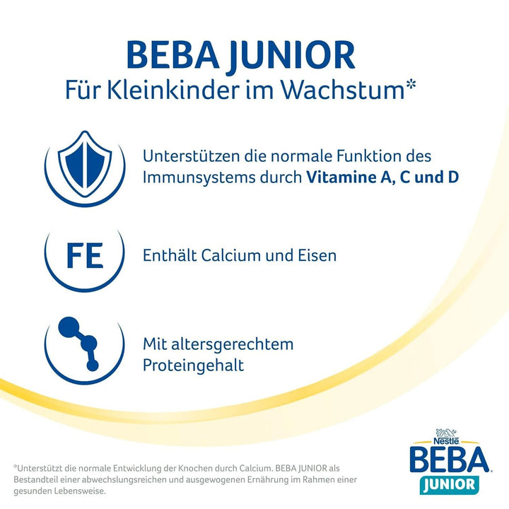 BEBA Junior 2+ Milchgetränk Ab Dem 2. Geburtstag, Babynahrung Mit HMO 2'-FL, Nur Laktose, Ohne Palmöl, 6Er Pack (6 X 800G)