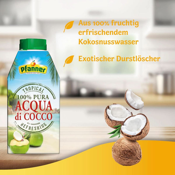 Pfanner Coconut Water Drink (8 X 500 ml)- Apă de nucă de cocos fără zahăr