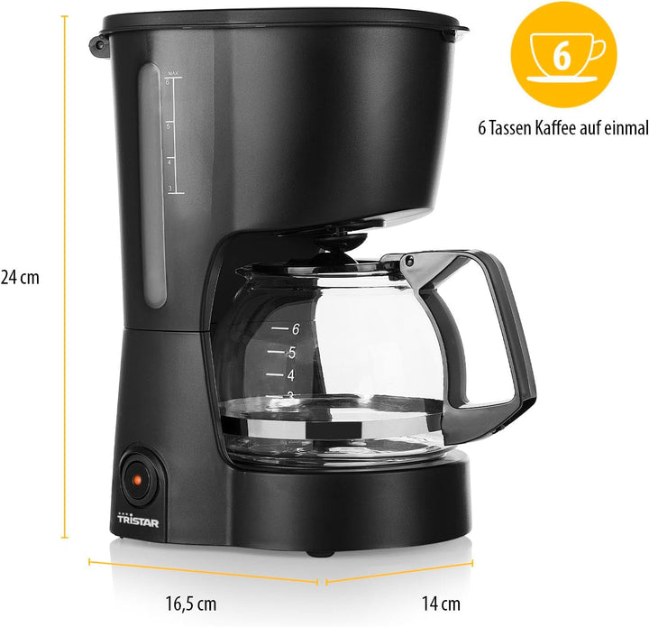 Cafetieră Tristar, capacitate de 6 cești, 600W, funcție de menținere la cald, oprire automată, filtru permanent, sistem anti-picurare, compactă și portabilă, ușor de curățat, CM-1246