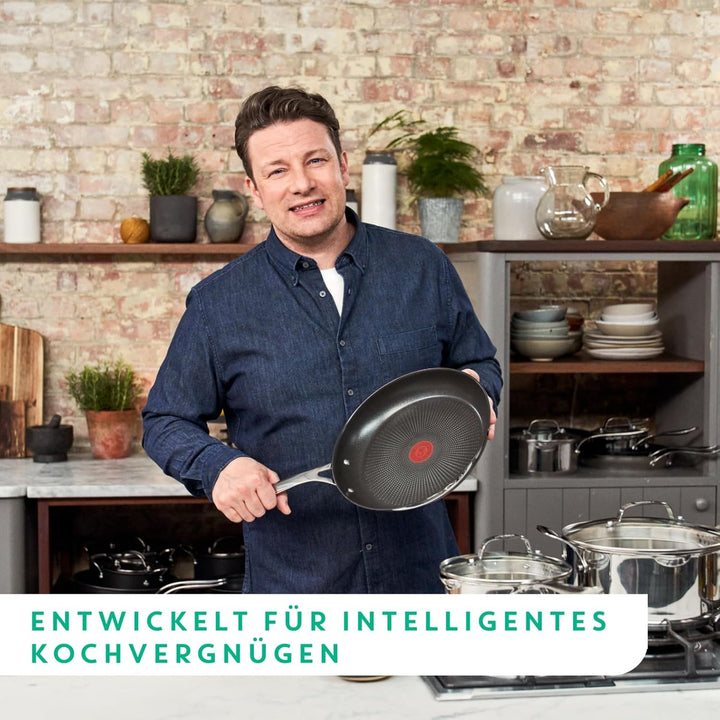 Tefal Jamie Oliver Cook'S Direct on Bratpfanne 28 Cm, Antihaft, Induktionstauglich, Backofenfest, Edelstahl, Genieteter Griff, E3040644