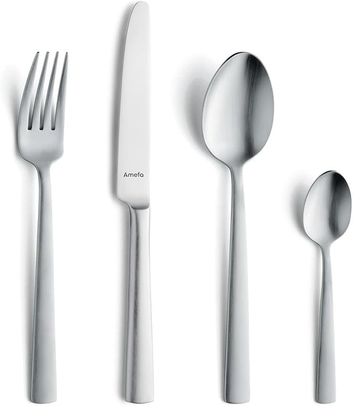 Amefa Ventura Besteck Set 6 Personen, 24-Teilig, Edelstahl 18/0, Rostfrei Und Spülmaschinenfest, Mattierte Oberfläche, Zeitloses Besteckset 6 Personen