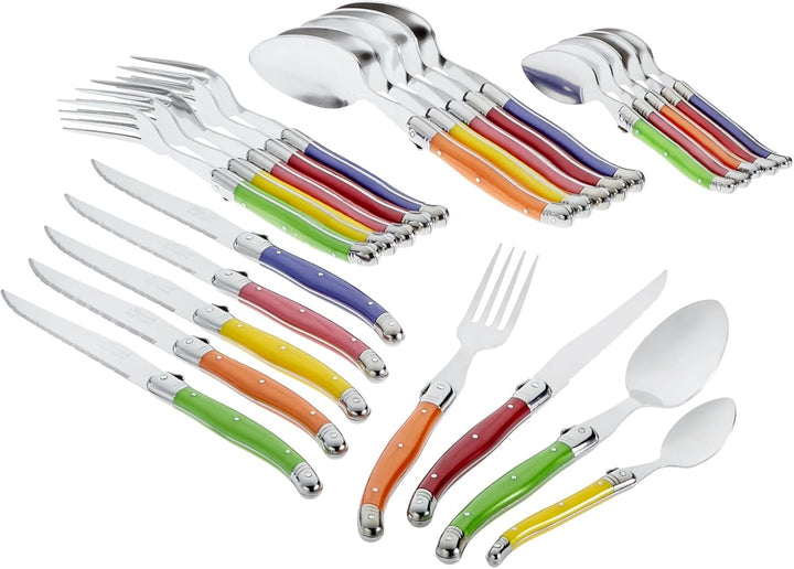 Pradel Excellence I7214P Besteckgarnitur Laguiole, Pastellfarben, 24-Teilig