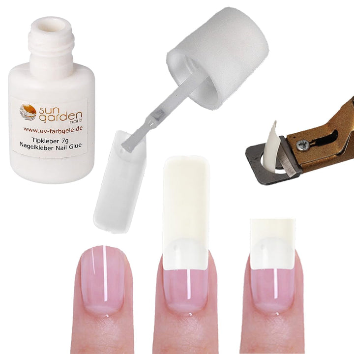 Gel transparent Sun Garden Nails monofazic 30ml + cutie cu 100 vârfuri + lipici pentru vârfuri 7ml