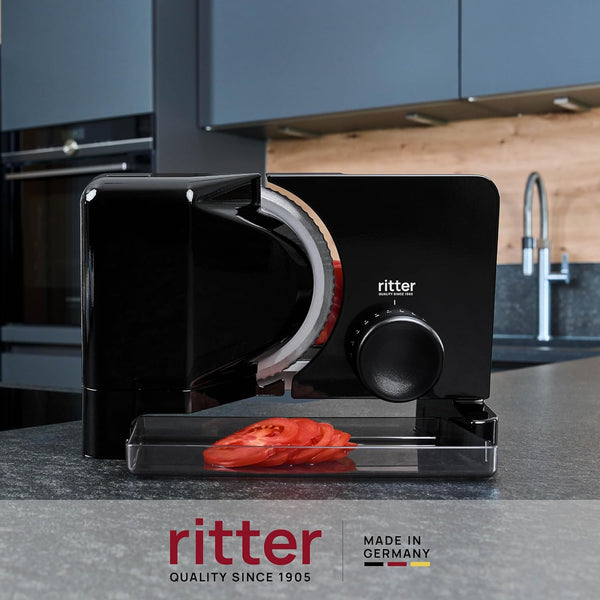 Ritter E 16 Duo plus Elektrischer Allesschneider & Schneidemaschine Aus Metall Mit Eco-Motor, Made in Germany, Schwarz