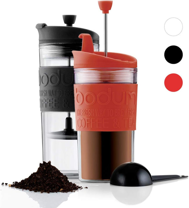 Cafetieră Bodum 11102-913S Travel Press, Plastic, Alb/Transparent, 0,35 L, 7,1 x 8,9 x 17,2 cm, 1 unitate