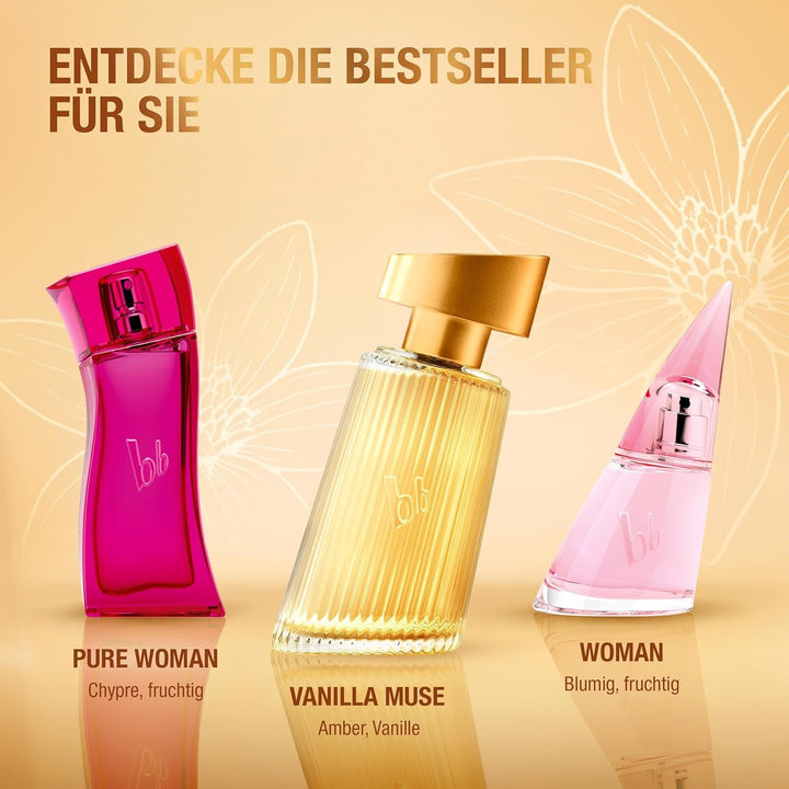 Bruno Banani Vanilla Muse Eau De Parfum pentru ea, parfum fructat de chihlimbar cu flori albe, piersică și vanilie, intens, de lungă durată și seducător de feminin, 30 ml