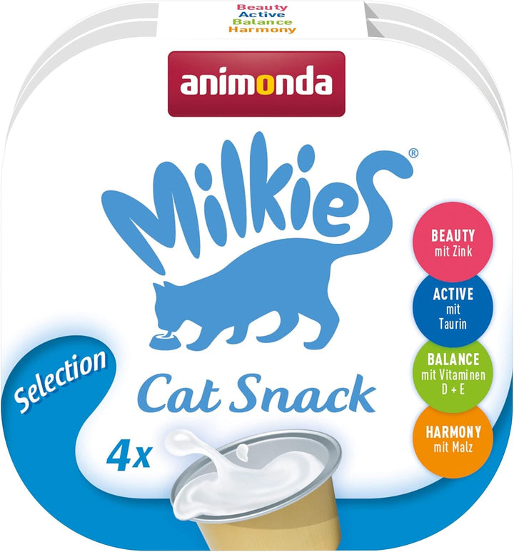 Animonda Milkies Selection (20 cupe À 15 G), lapte de pisică ușor digerabil pentru pisici adulte, pachet valoric practic cu 20 de cupe de lapte de pisică, gustare cu lapte fără soia și zahăr