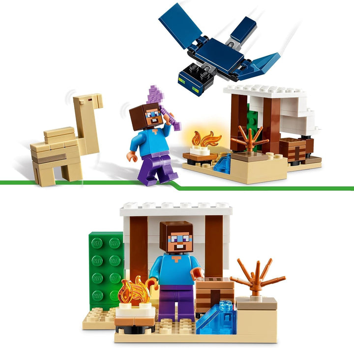 LEGO Minecraft Steve's Desert Expedition, set de joc video pentru băieți și fete, biom cu Steve, casă, figurine și jucărie Camel, cadou de gamer pentru copii de la 6 ani 21251