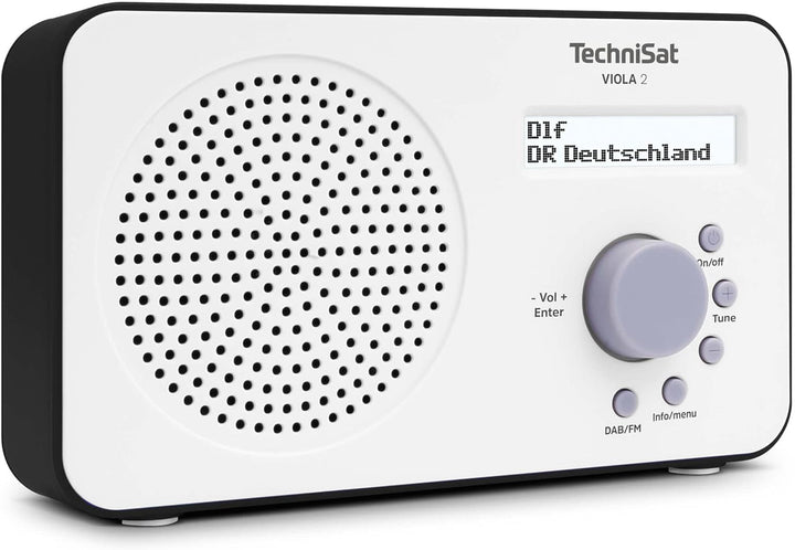 Technisat VIOLA BT 1 - Difuzor Bluetooth portabil cu radio digital DAB+ (FM, DAB, ceas, alarmă cu temporizator, memorie favorite, LCD, funcție mâini libere, aux-in, baterie reîncărcabilă, cablu de încărcare USB-C, 6W) negru/gri
