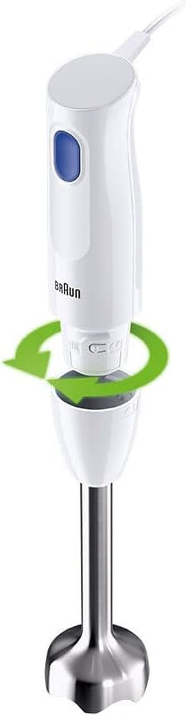 Braun Stabmixer MQ10.001PWH + Messbecher 600 Ml, 5 Jahre Service, Leicht, Easytwist-System Zum Einfachen Wechseln Des Zubehörs, Splash Control-Technologie Ohne Spritzer