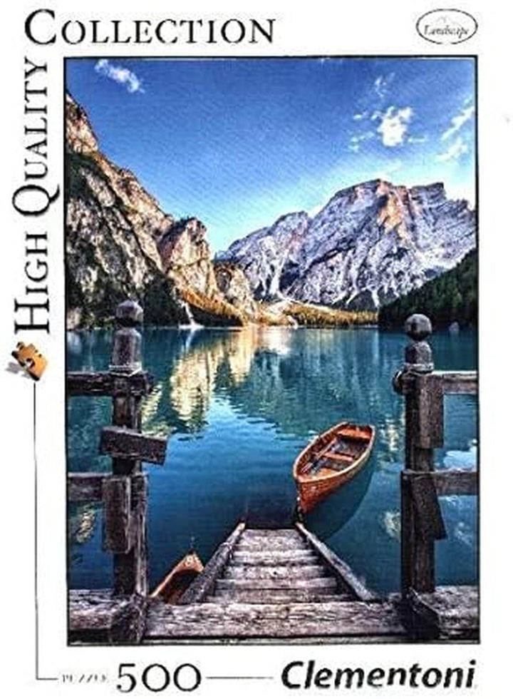 Clementoni 35039 Braies Lake - Puzzle 500 piese de la 9 ani, Puzzle colorat pentru adulți cu culori îndrăznețe, Joc de îndemânare pentru întreaga familie, Idee frumoasă de cadou