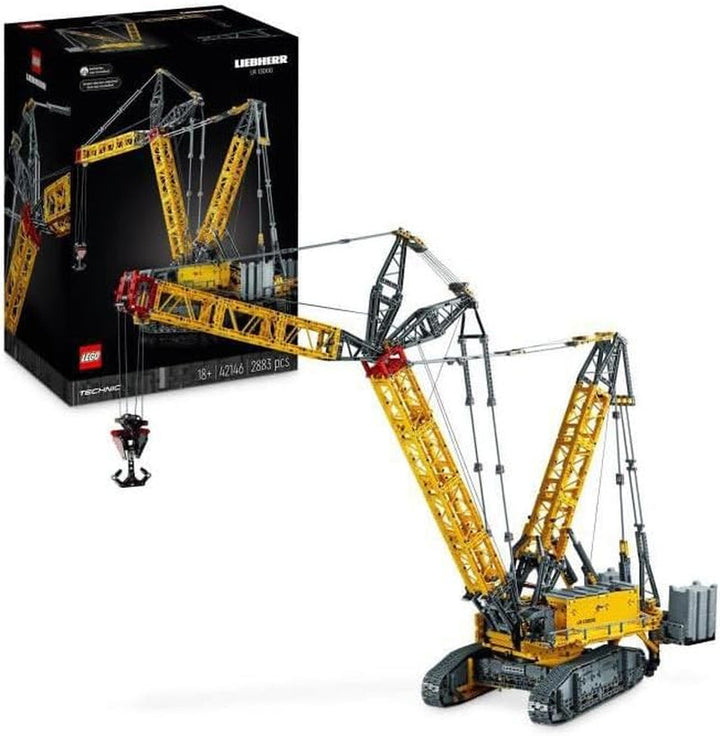 Set macara pe șenile LEGO Technic Liebherr LR 13000, construiește cel mai bun model de vehicul de construcții controlat de la distanță cu aplicația Control+, macara cu sistem de troliu și braț de ridicare, kit model mare pentru adulți 42146