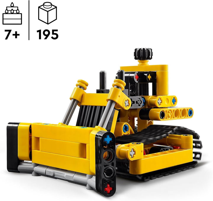 Buldozer greu LEGO Technic, buldozer de jucărie de construit, de adăugat la șantierul tău de construcții, jucărie de construcții pentru copii, cadou tehnologic pentru băieți și fete de la 7 ani 42163