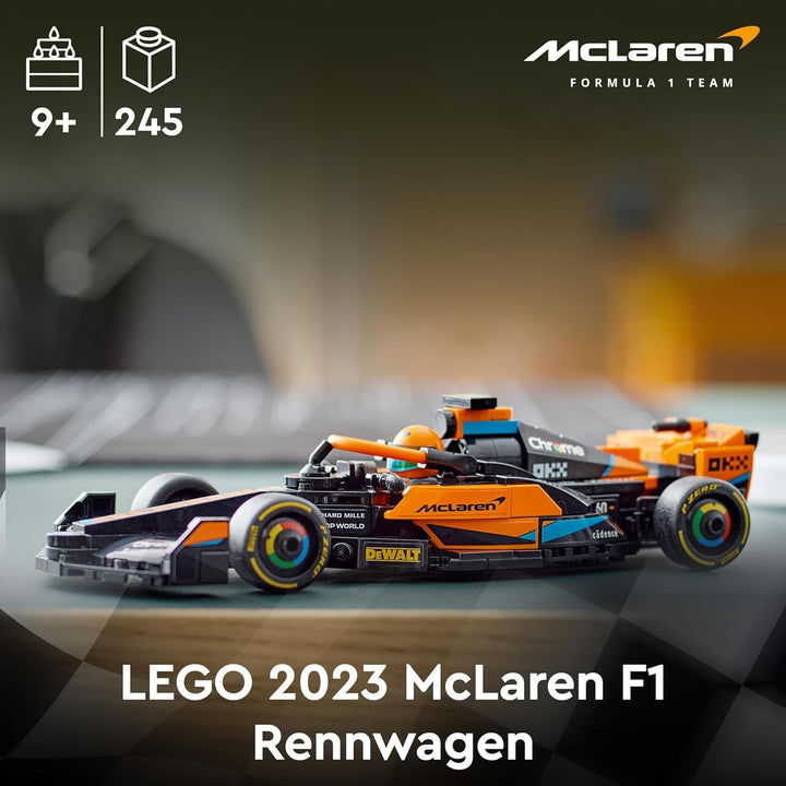 LEGO Speed Champions Mclaren Formula 1 mașină de curse 2023, jucărie pentru copii cu vârsta de peste 9 ani, băieți și fete cărora le place să se joace independent, model de vehicul construibil, decor pentru camera copiilor 76919