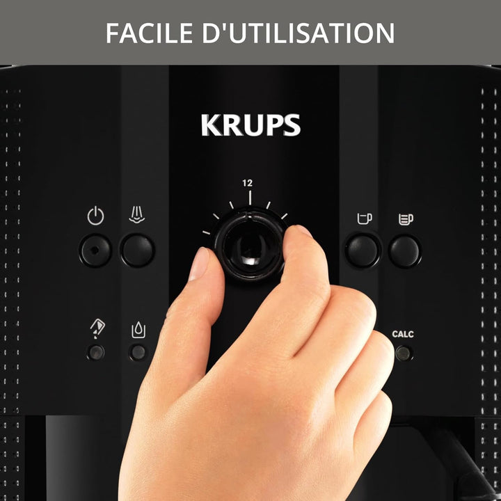 Mașină automată de espresso Krups YY8125FD Măcinător de cafea Beans cu presiune manuală (15 bar, duză de abur) Negru