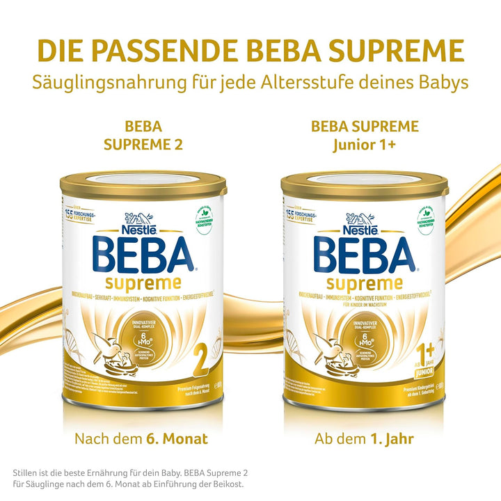 BEBA SUPREME 2 Folgemilch Nach Dem 6. Monat, Babynahrung Mit 6 HMO Komplex, Nur Laktose, Ohne Palmöl, 6Er Pack (6 X 800G)