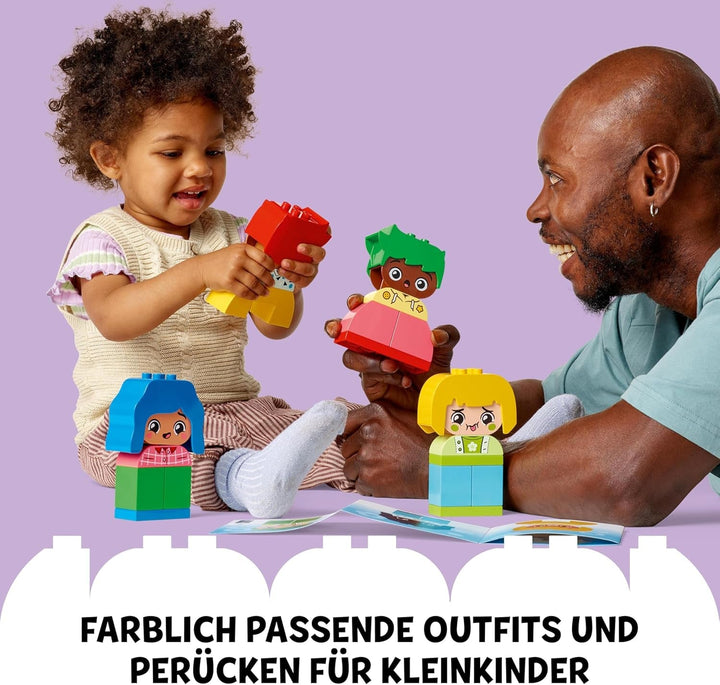LEGO DUPLO Big Feelings, joc de stivuire pentru construcții cu 23 de cărămizi colorate și 4 figurine, jucărie pentru abilități motorii pentru a promova dezvoltarea socială și emoțională a copiilor mici de la 18 luni 10415