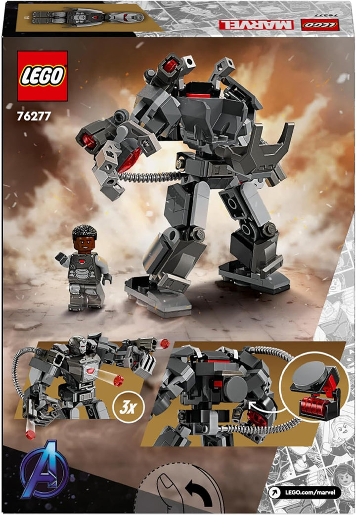 LEGO Marvel War Machine Mech, jucărie construibilă pentru supereroi cu 3 împușcătoare pentru copii, figură de acțiune legendară din MCU, cadou pentru băieți și fete de la 6 ani 76277