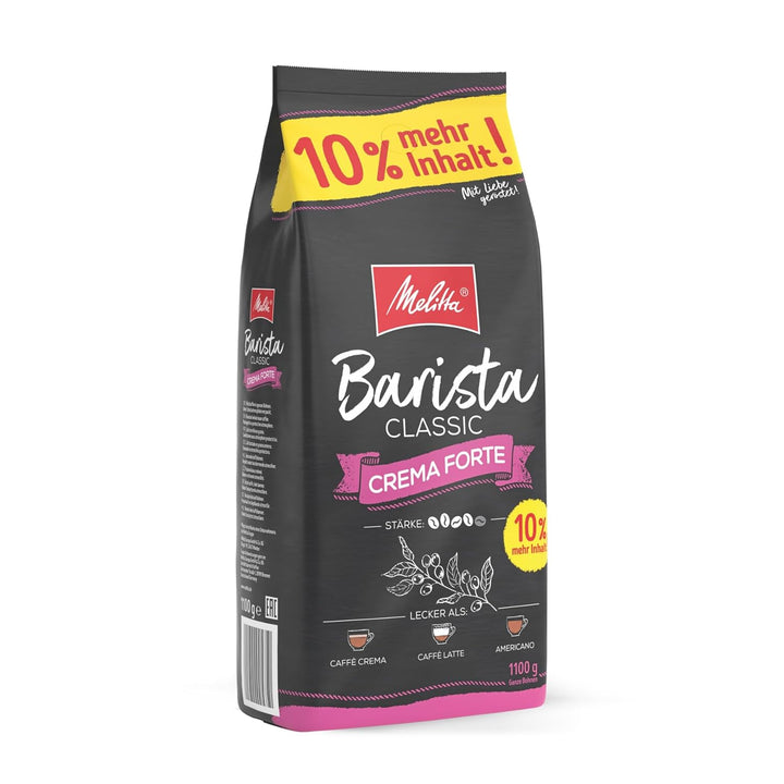 Melitta Barista Classic Espresso, Ganze Kaffee-Bohnen 1Kg, Ungemahlen, Kaffeebohnen Für Kaffee-Vollautomat, Kräftige Röstung, Stärke 5